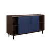 Duane 59.05 Modern Ribbed Sideboard with Adjustable Shelves in Dark Brown and Navy Blue MHC-SB-9GLF-NB