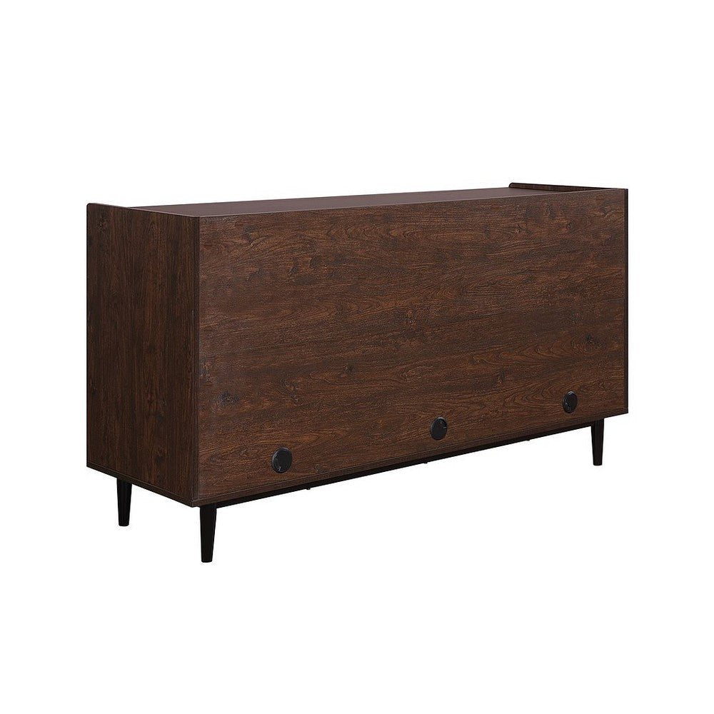 Duane 59.05 Modern Ribbed Sideboard with Adjustable Shelves in Dark Brown and Navy Blue MHC-SB-9GLF-NB