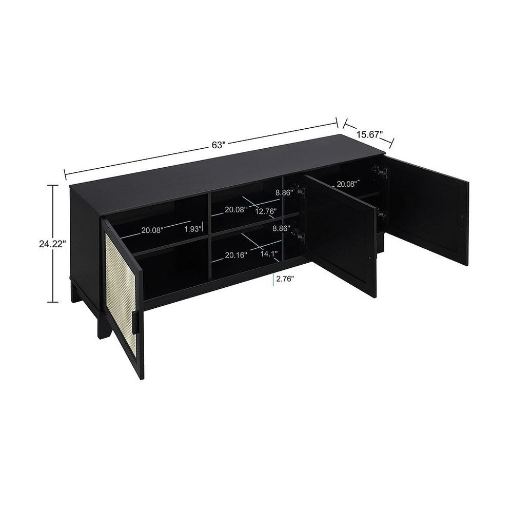 Sheridan 62.99 Modern Cane TV Stand in Black MHC-TV-3GLF-BK