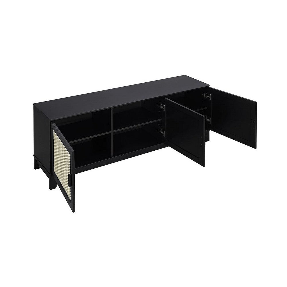 Sheridan 62.99 Modern Cane TV Stand in Black MHC-TV-3GLF-BK