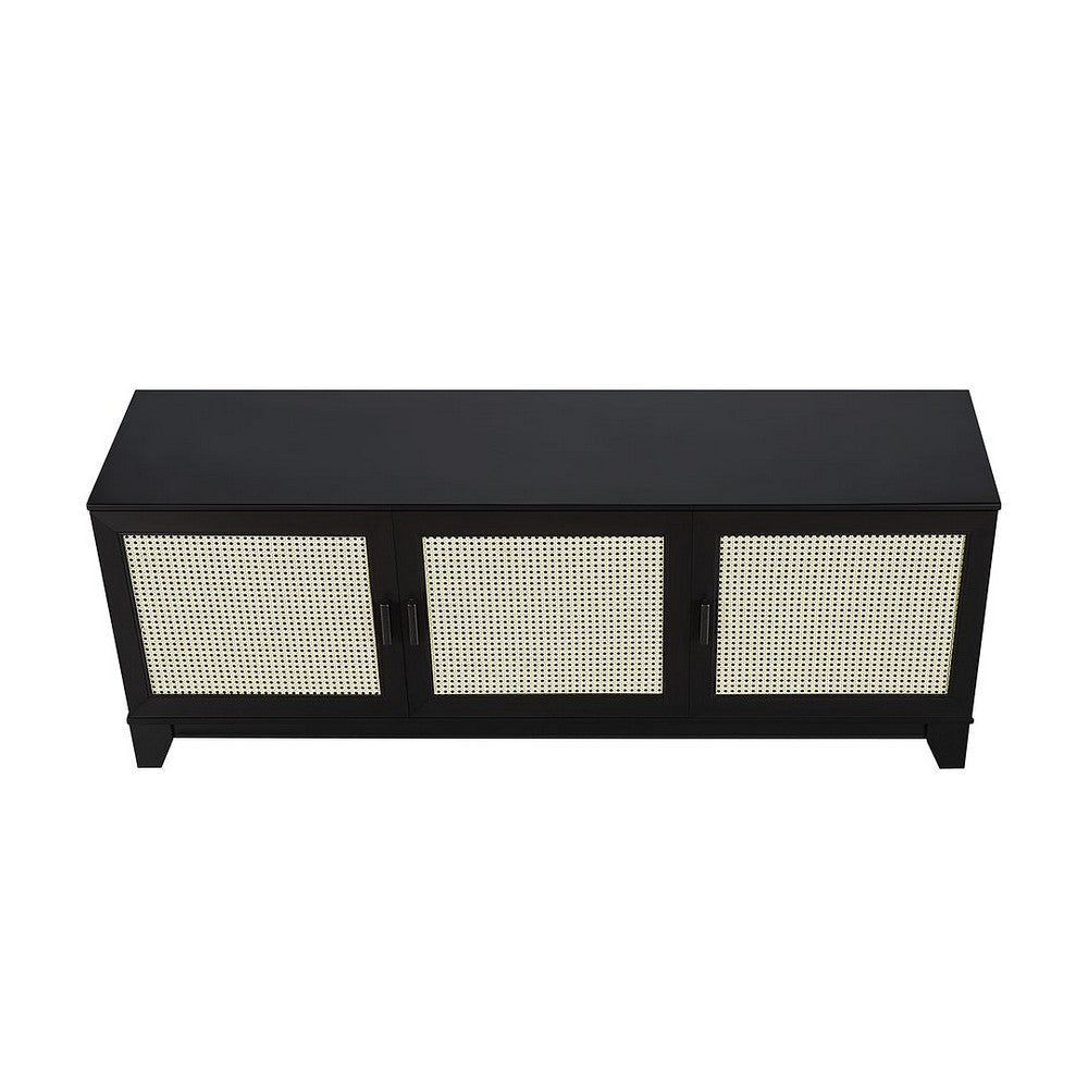 Sheridan 62.99 Modern Cane TV Stand in Black MHC-TV-3GLF-BK