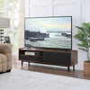 Duane 59.25 Modern Ribbed TV Stand in Dark Brown and Black