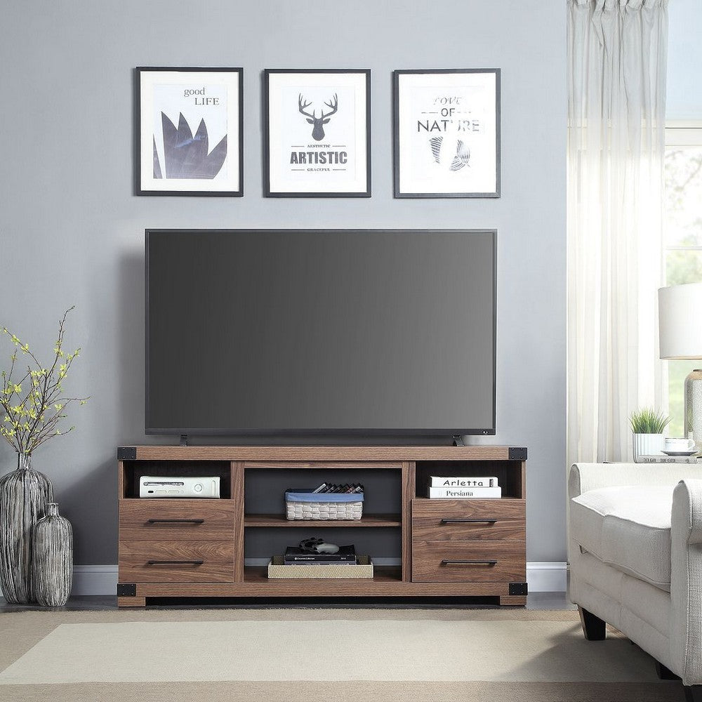 Richmond 60’’ TV Stand with 2 Drawers and 4 Shelves in Brown MHC-TVFP1-BR