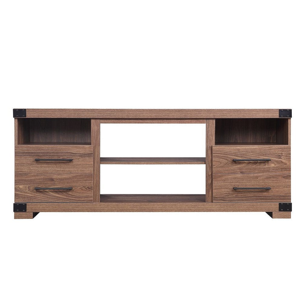 Richmond 60" TV Stand with 2 Drawers and 4 Shelves in Brown