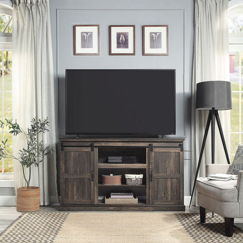 Myrtle 60" TV Stand with 2 Sliding Doors in Heavy Brown