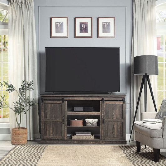 Myrtle 60" TV Stand with 2 Sliding Doors in Heavy Brown