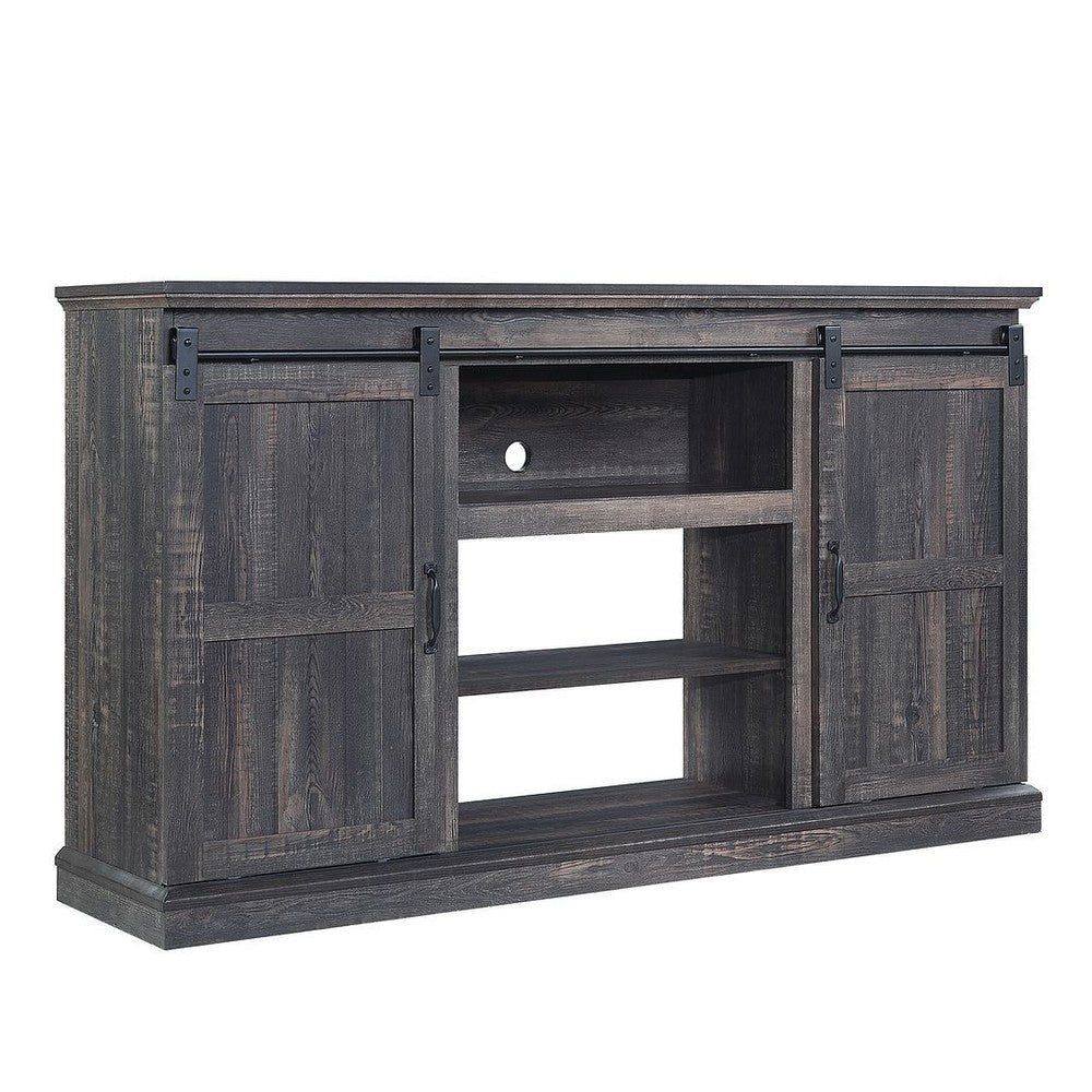 Myrtle 60’’ TV Stand with 2 Sliding Doors in Heavy Brown MHC-TVFP2-BR