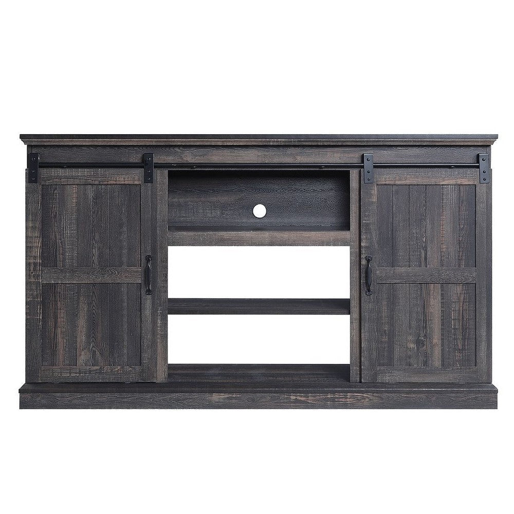 Myrtle 60" TV Stand with 2 Sliding Doors in Heavy Brown