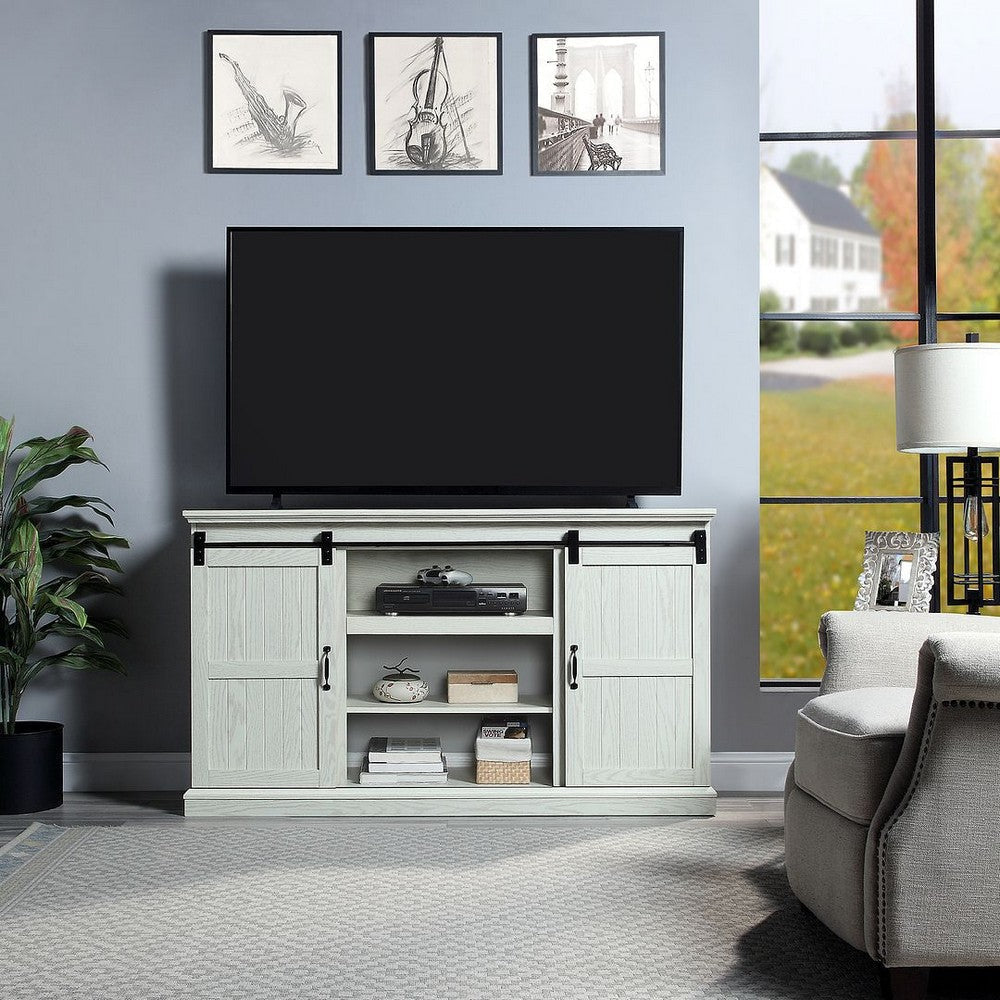 Myrtle 60" TV Stand with 2 Sliding Doors in Cream Oak