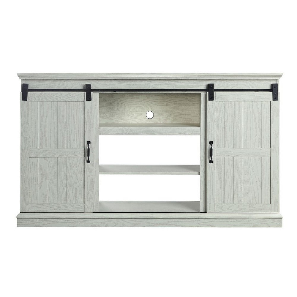 Myrtle 60" TV Stand with 2 Sliding Doors in Cream Oak