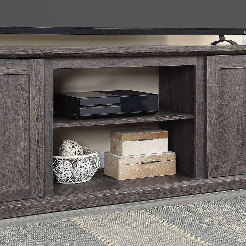 Franklin 60’’ TV Stand with 2 Doors and Open Shelves in Heavy Brown MHC-TVFP3-BR