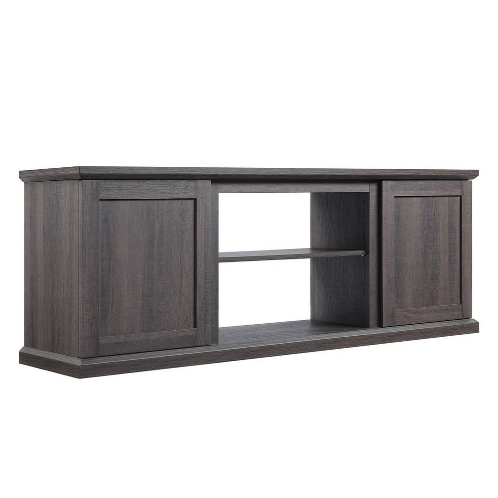 Franklin 60’’ TV Stand with 2 Doors and Open Shelves in Heavy Brown MHC-TVFP3-BR