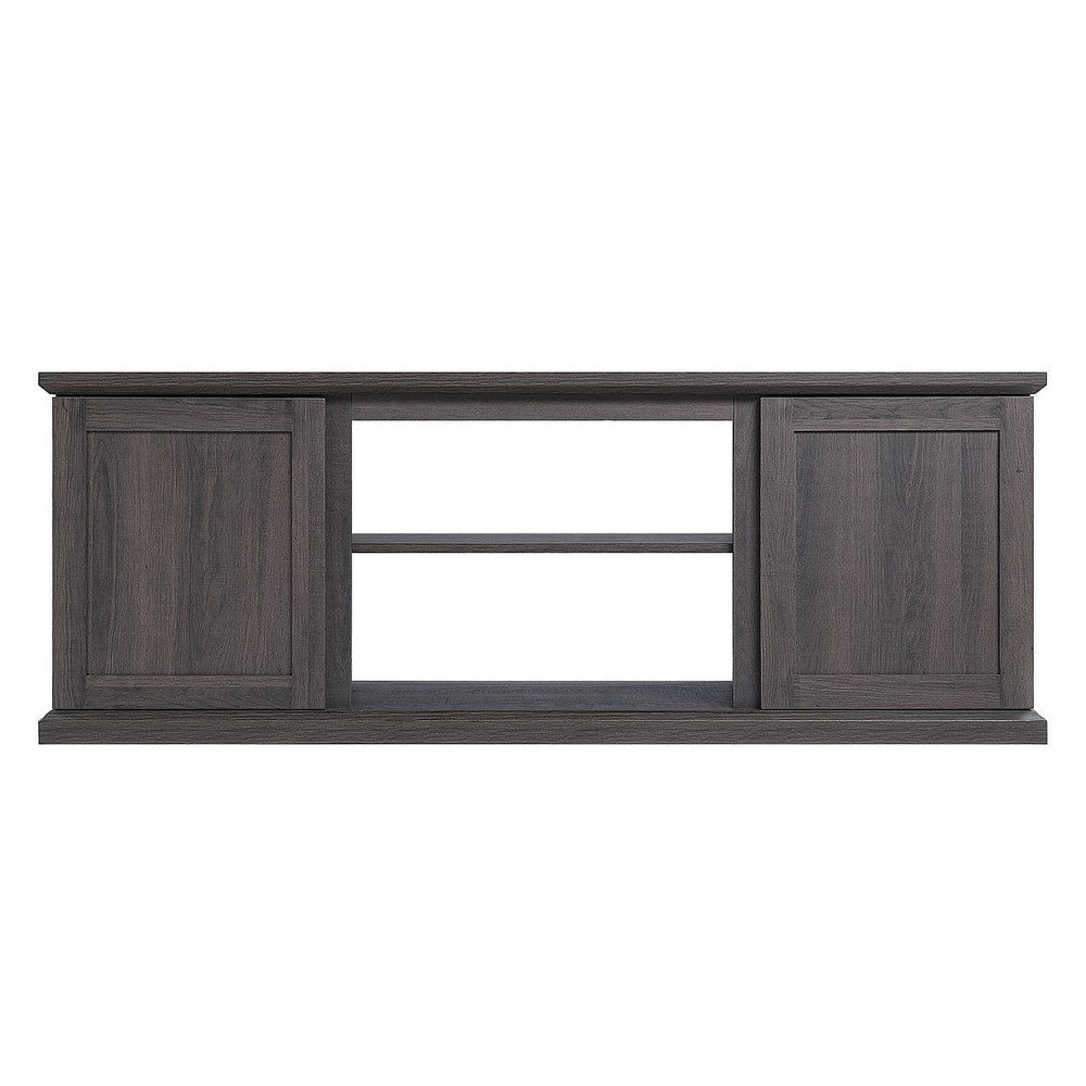 Franklin 60" TV Stand with 2 Doors and Open Shelves in Heavy Brown