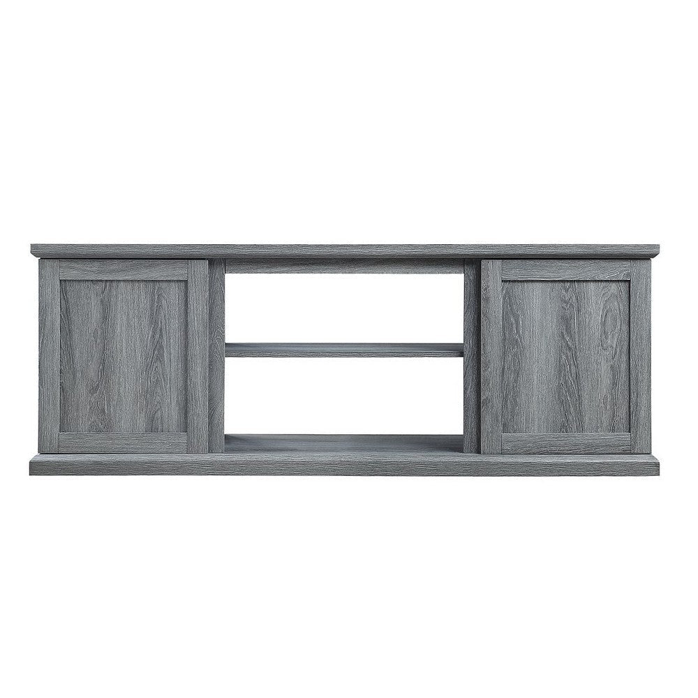 Franklin 60" TV Stand with 2 Doors and Open Shelves in Grey