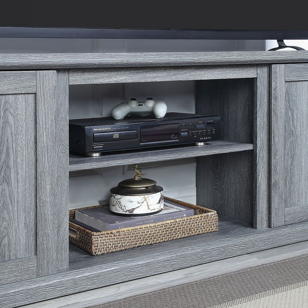 Franklin 60’’ TV Stand with 2 Doors and Open Shelves in Grey MHC-TVFP3-GY