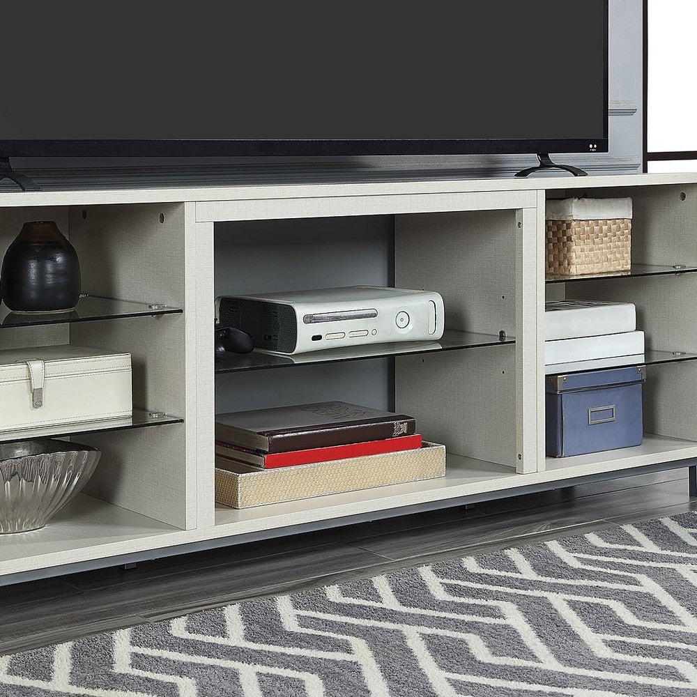 Brighton 60’’ TV Stand with Glass Shelves and Media Wire Management in Beige MHC-TVFP4-BG