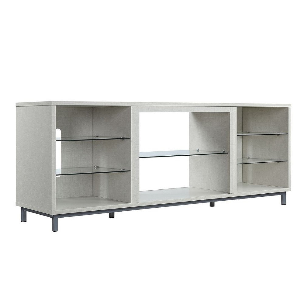 Brighton 60’’ TV Stand with Glass Shelves and Media Wire Management in Beige MHC-TVFP4-BG