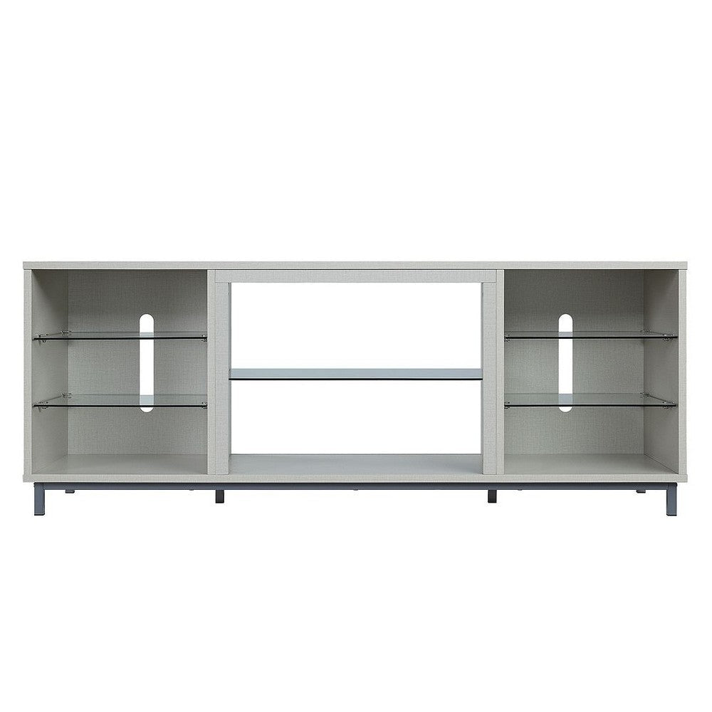 Brighton 60" TV Stand with Glass Shelves and Media Wire Management in Beige
