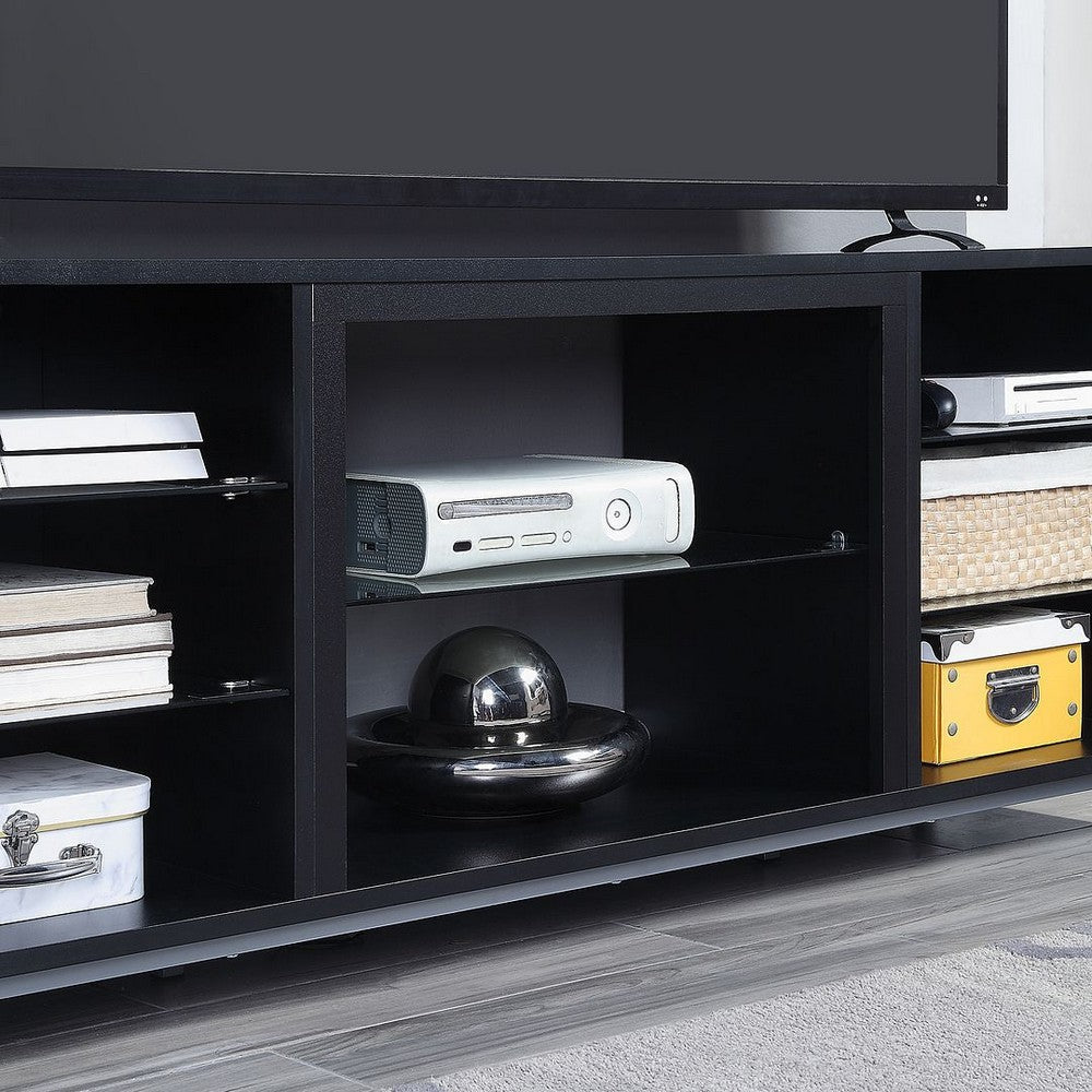 Brighton 60’’ TV Stand with Glass Shelves and Media Wire Management in Onyx MHC-TVFP4-BL