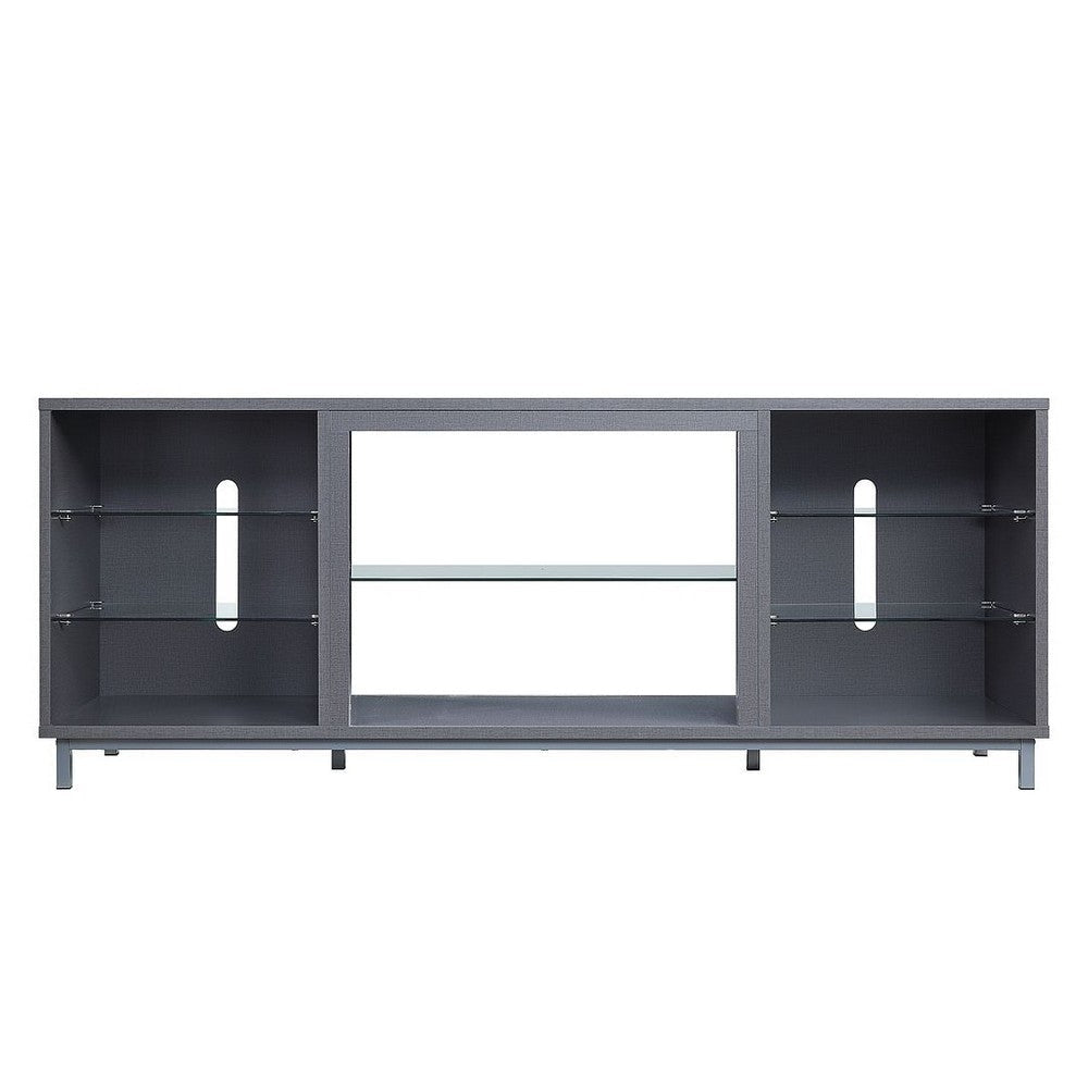 Brighton 60" TV Stand with Glass Shelves and Media Wire Management in Grey
