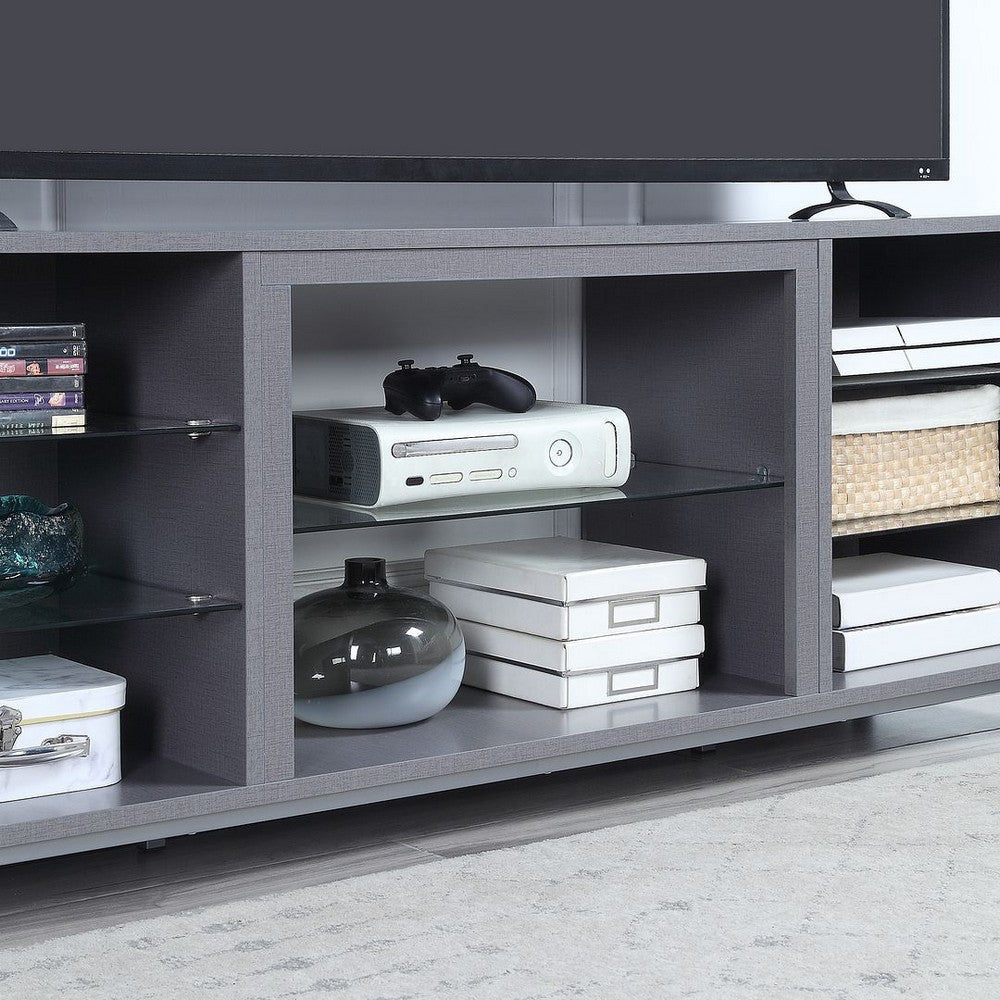 Brighton 60’’ TV Stand with Glass Shelves and Media Wire Management in Grey MHC-TVFP4-GY