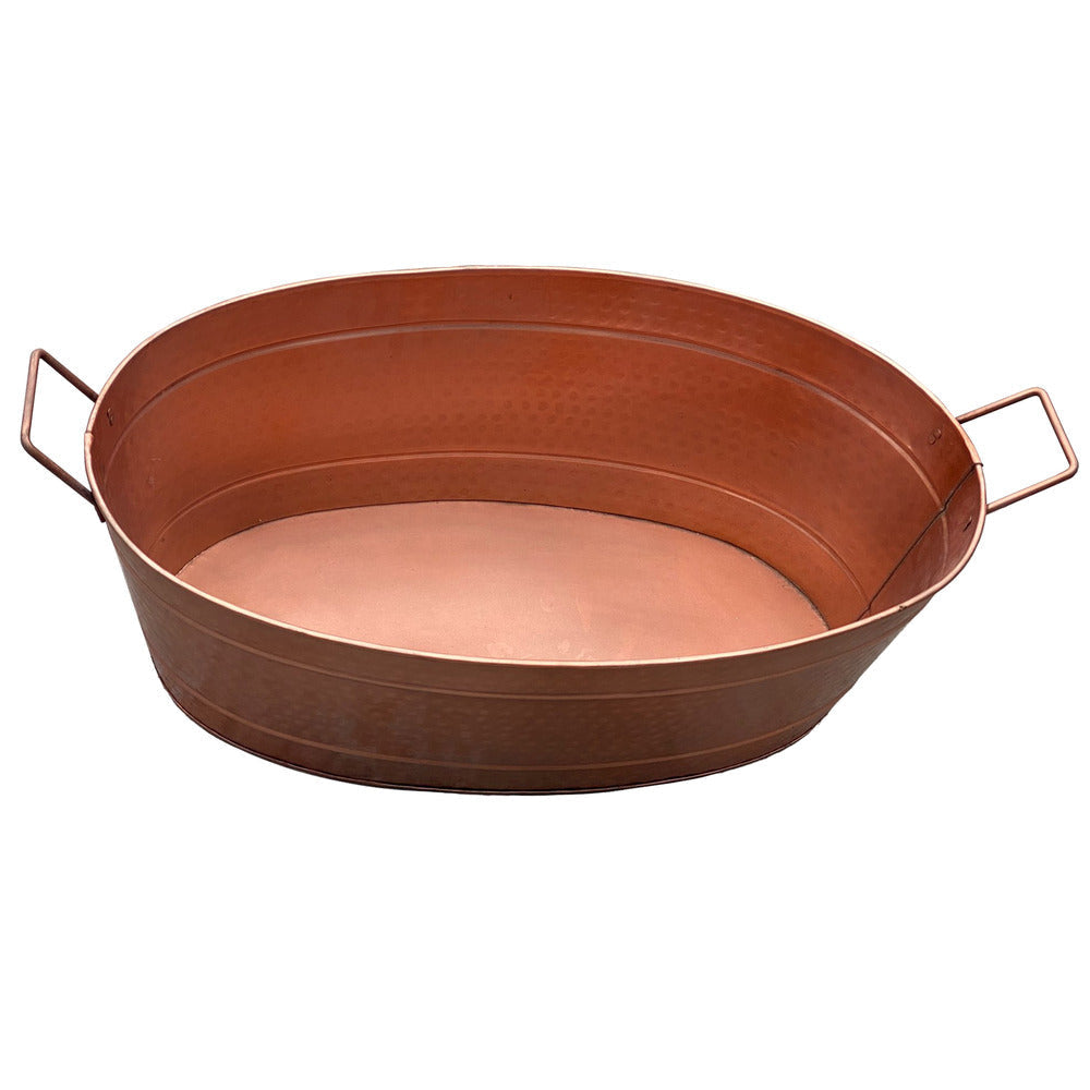 Oval Shape Hammered texture Metal Tub with 2 Side Handles Copper - BM195214 BM195214