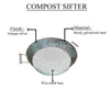 Round Galvanized Steel Compost Sifter with Wire Mesh Design Base Antique Silver MIL-CS-03