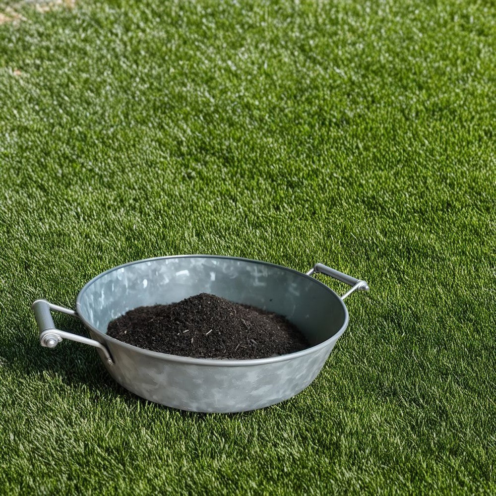 Round Galvanized Steel Compost Sifter with Wire Mesh Design Base Antique Silver MIL-CS-03