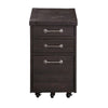 Three Drawers Solid Pine Wood File Cabinet with Rolling Casters Cafe Brown MSF-7YC917