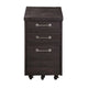 Three Drawers Solid Pine Wood File Cabinet with Rolling Casters Cafe Brown MSF-7YC917