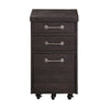 Three Drawers Solid Pine Wood File Cabinet with Rolling Casters Cafe Brown MSF-7YC917
