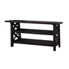 Slatted Two Tier Console table with Cross Side Panels Rustic Cafe Brown MSF-7YC923