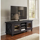 Three Open Shelves Entertainment Center with Exposed Bolts and Cross Bracing, Brown