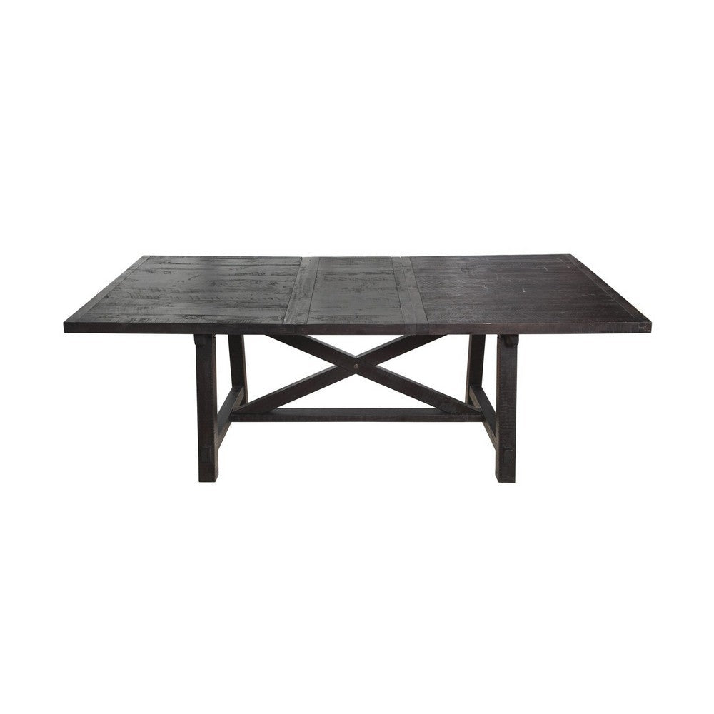 Wooden Rectangular Table with Crossed Planked Bulky Legs and Exposed Bolts Brown MSF-7YC961