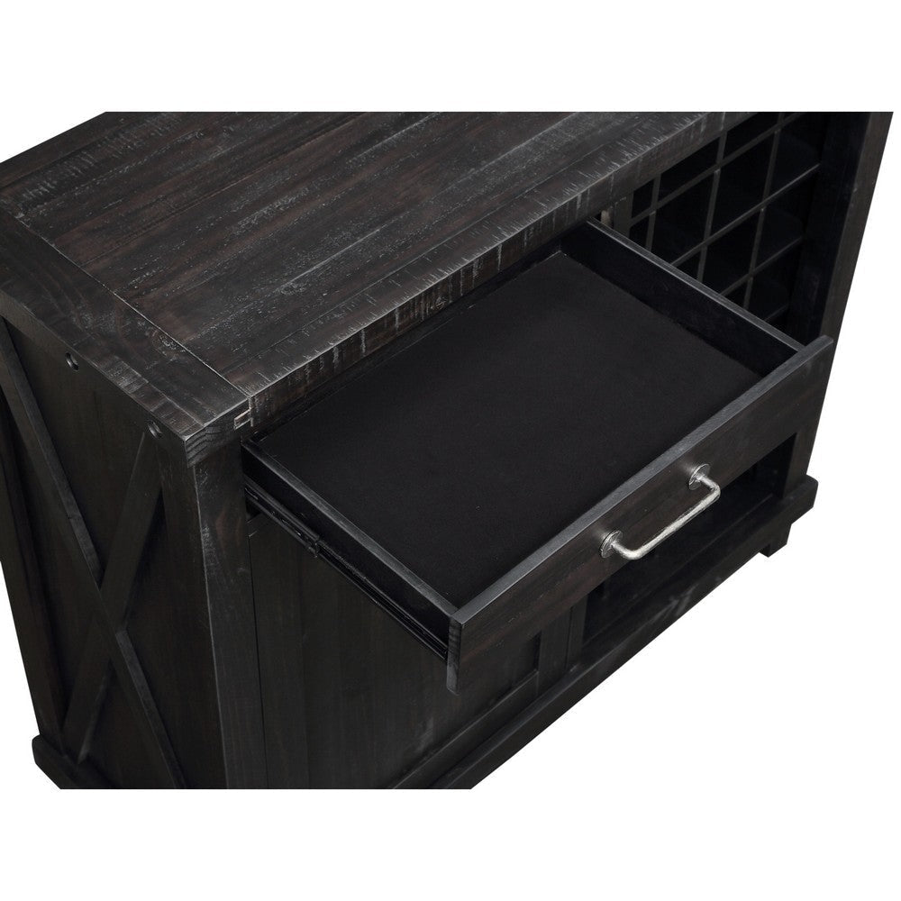 Spacious Wooden Wine Bar with One Door Cabinet and One Drawer, Caf‹¨« Brown