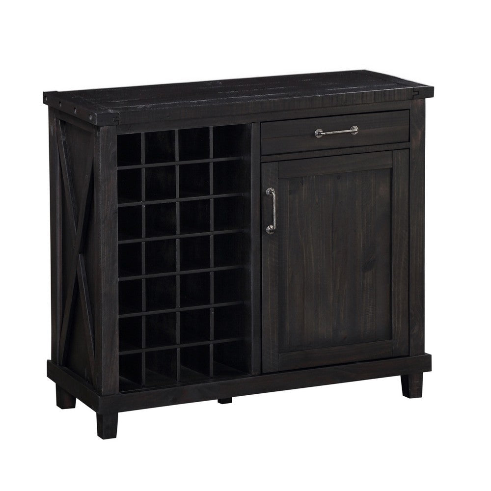Spacious Wooden Wine Bar with One Door Cabinet and One Drawer, Caf‹¨« Brown