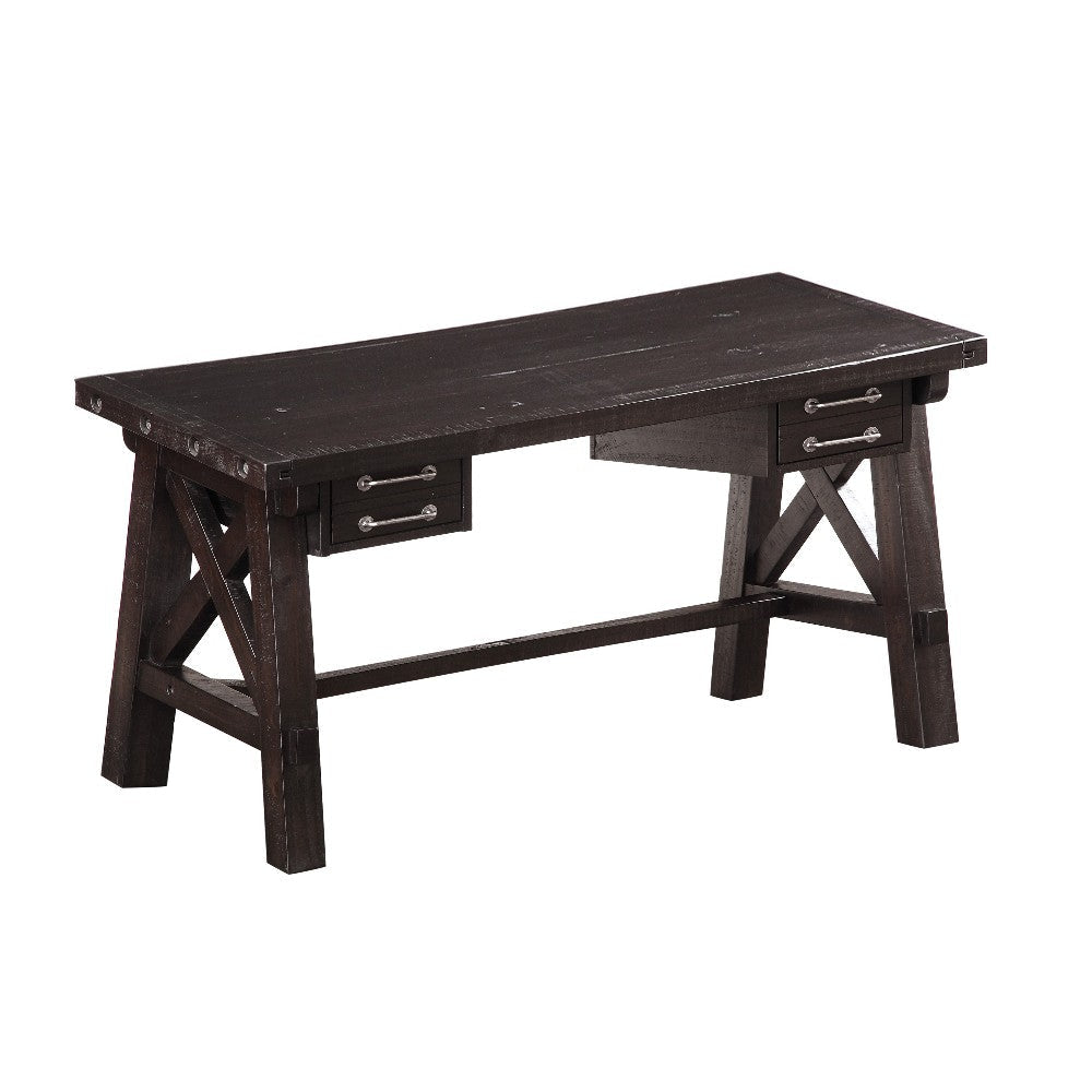 Desk | Wood | Drawer Storage | Crossed Side Bracing | Brown MSF-7YC996D