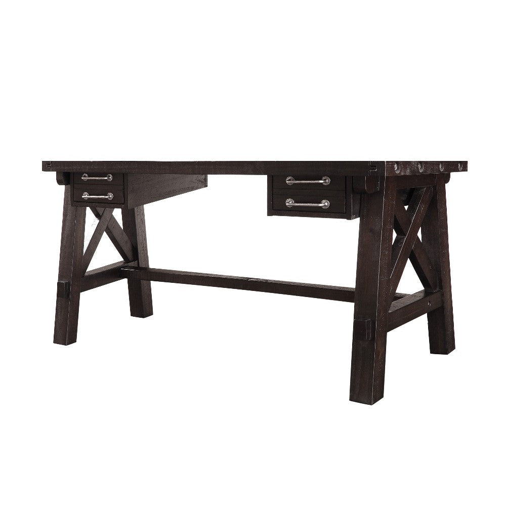 Desk | Wood | Drawer Storage | Crossed Side Bracing | Brown MSF-7YC996D