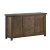 Wooden Sideboard with Three Drawers and Two Side Door Cabinets, Oak Brown