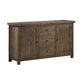 Wooden Sideboard with Three Drawers and Two Side Door Cabinets, Oak Brown