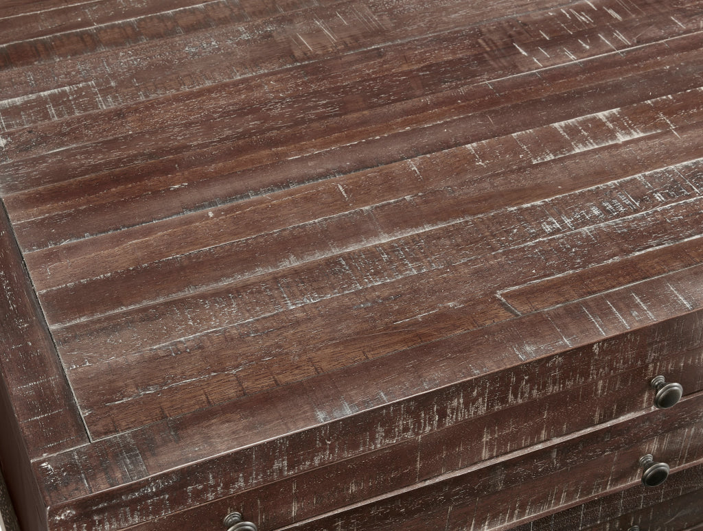 Wooden Four Drawer Coffee Table with Metal Knob Pull Brown MSF-8T0621