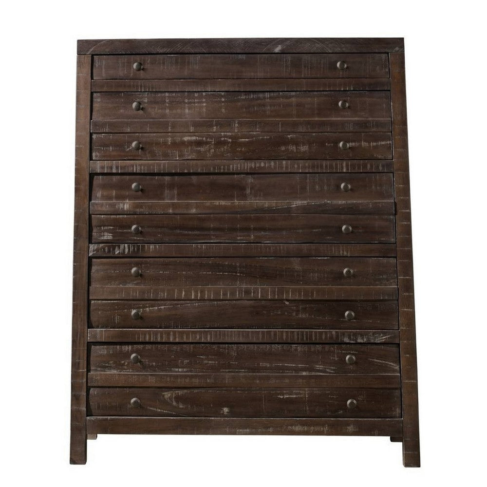 Transitional Style Five Drawers Solid Hardwood Chest Brown MSF-8T0684