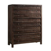 Transitional Style Five Drawers Solid Hardwood Chest, Brown