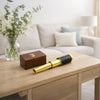 6 Inch Brass Spyglass with Pull Out Wooden Box, Gold and Brown