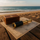 6 Inch Brass Spyglass with Pull Out Wooden Box, Gold and Brown