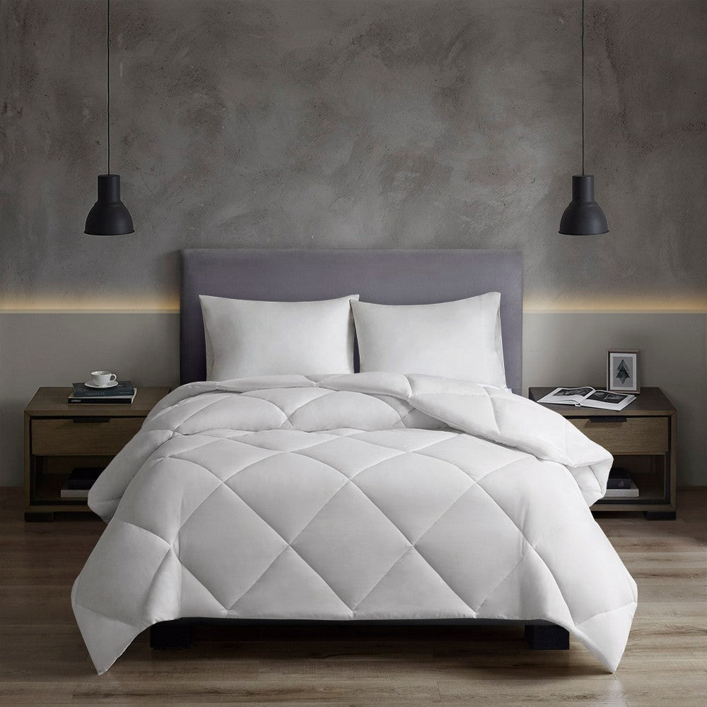Oversized Microfiber Queen Comforter with Fiber Filling, White