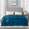 Twin Size Blanket, Heated Microlight Fabric, Controller, Teal Blue