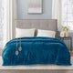 Twin Size Blanket, Heated Microlight Fabric, Controller, Teal Blue