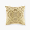 Square Accent Pillow, Japanese Braiding Design, Gold Velvet, 18"