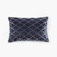 Lumbar Accent Pillow, Foxtail Stitched Navy Blue Velvet, 15x24